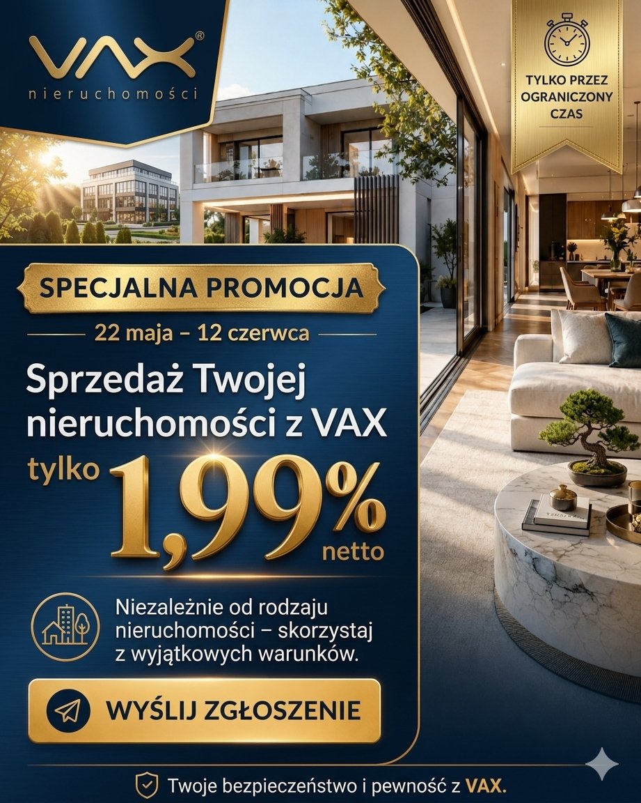 Sprzedaż mieszkania lub domu w VAX za 1,99% netto